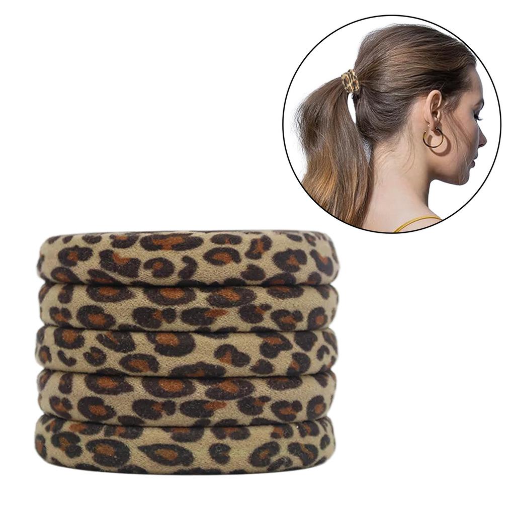 Vintage Leopard Scrunchy for Female Aesthetic Hair Tie Hair Styling Accessories Hair Bands for Casual and Formal 5PCS