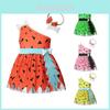 Vestito Estivo Senza Maniche in Rete con Fascia per Capelli The Croods per Bambina, Halloween