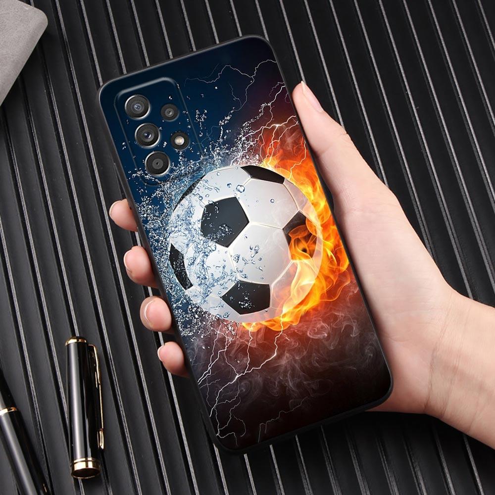 Fire Football Soccer Ball Phone Case For Samsung Galaxy A57 A56 A37 A55 A36 5G A26 A54 A52 A35 A34 A25 A17 A16 A15 A07 A06 Cover
