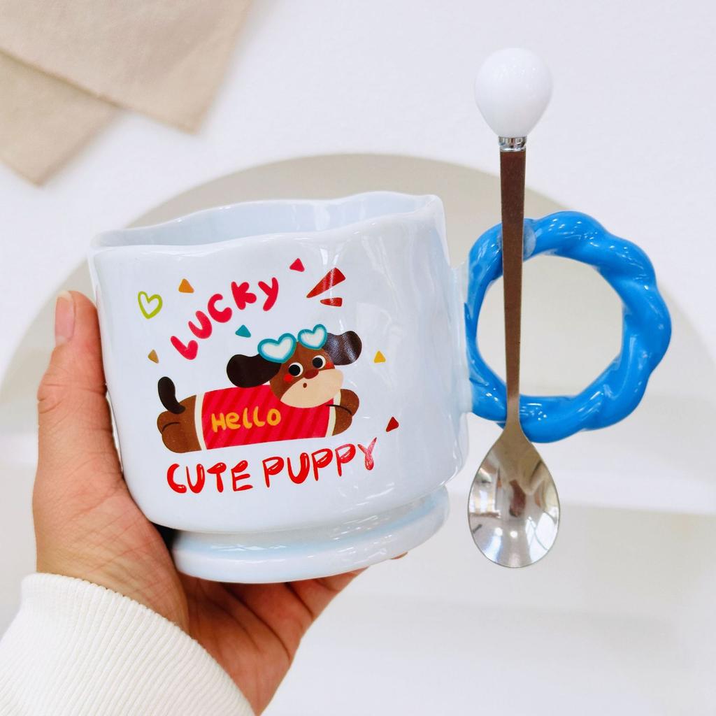 Creative Mug Mushroom Styling Cartoon Cute Ceramic Cup High Value Water Cup with Lid Hand Gift Gift