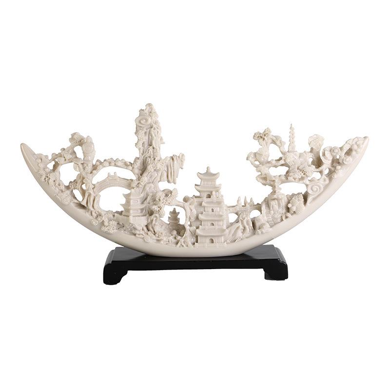 

Chinese Creative Ivory Smooth Sailing Resin Ornament for Office or Study слонова кістка/білий