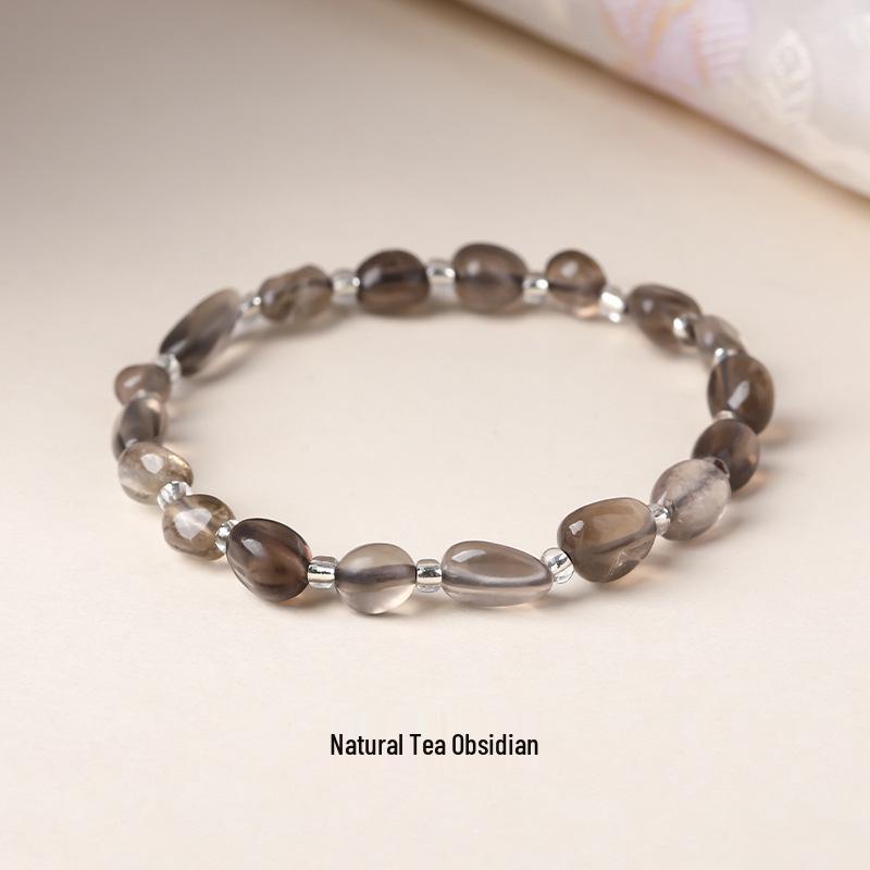 Original Natural Stone Beaded Bracelet - Women's Irregular Shape Crystal for Seaside Vacation Style