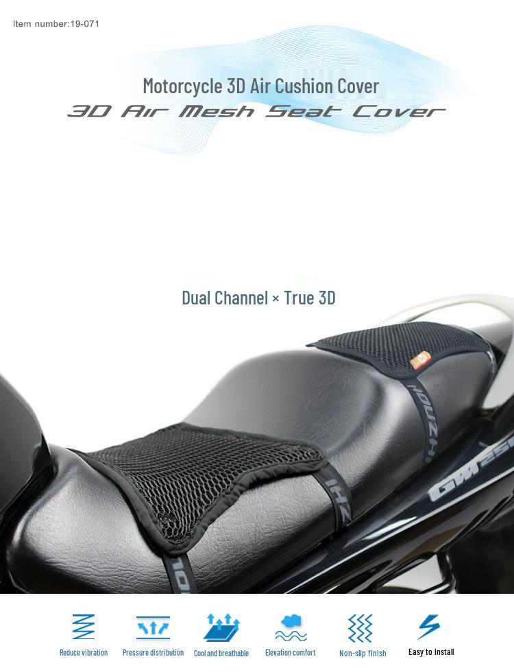 Breathable Motorcycle Seat Cover: Sun Protection & Heat Insulation Mesh Cushion for Cool Summer Comfort