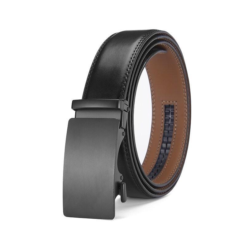 Men's Two-Layer Cowhide Leather Belt with Automatic Buckle - Versatile Business Style