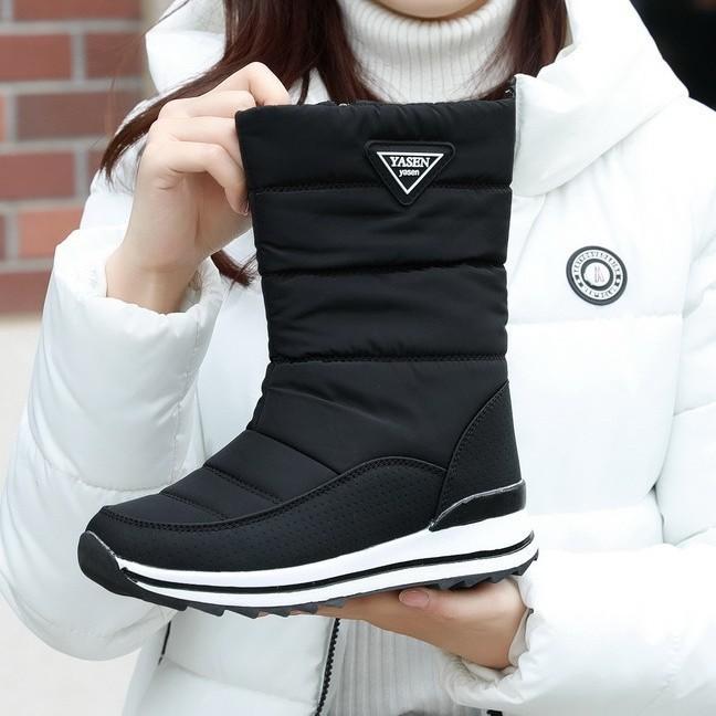 Women's Winter Fur One Thickened Padded Waterproof Comfortable Warm Anti Cold Lightweight Hiking Waterproof Non-slip Mid-calf Snow Boots