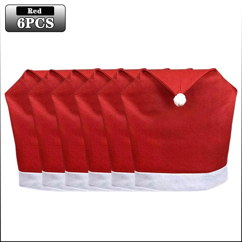 1-12PCS Santa Claus Hat Chair Covers Christmas Chair Back Covers Festive Dining Table Decoration Holiday Party Home Decor