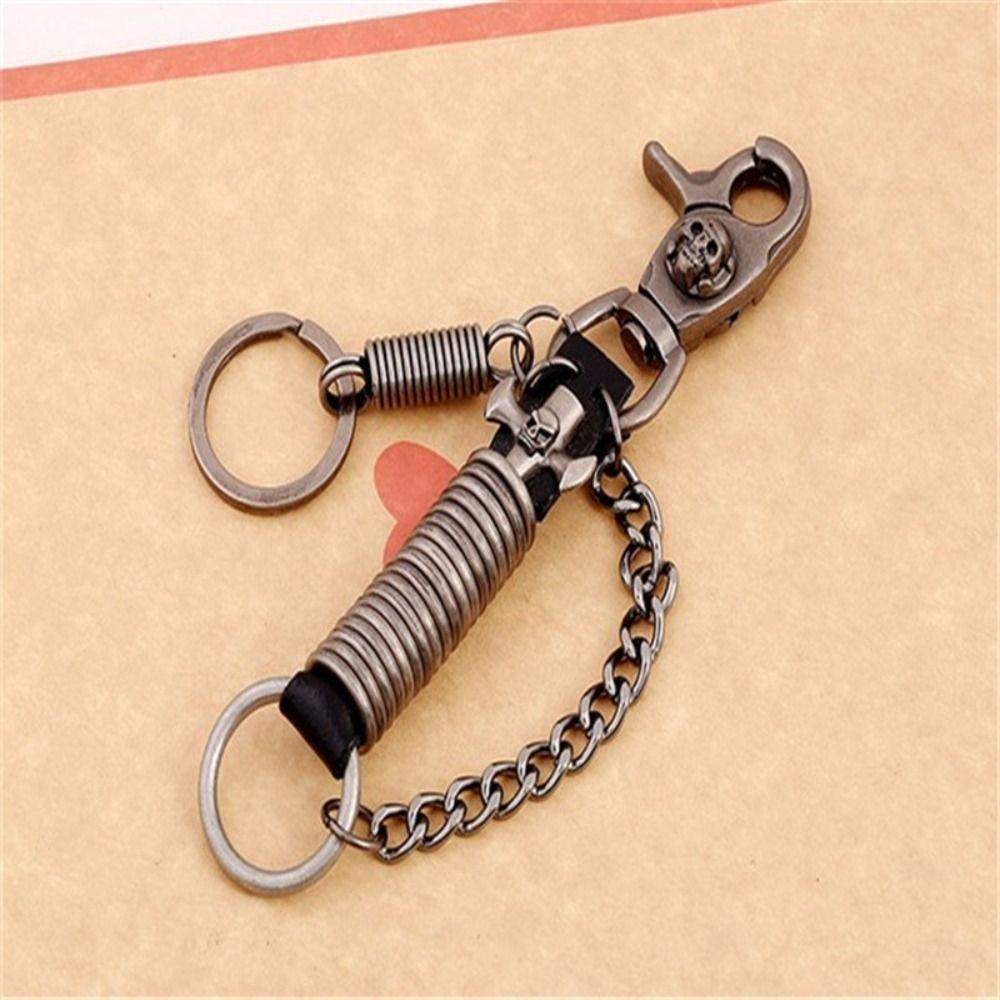Spring Genuine Leather KeyChain Zinc Zinc Alloy Punk Style Pendant  Car Decoration