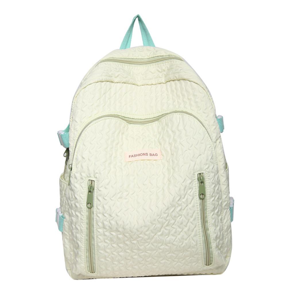 

Simple Students School Bag Solid Color College Backpack Large Capacity Backpack Men Women зелёный