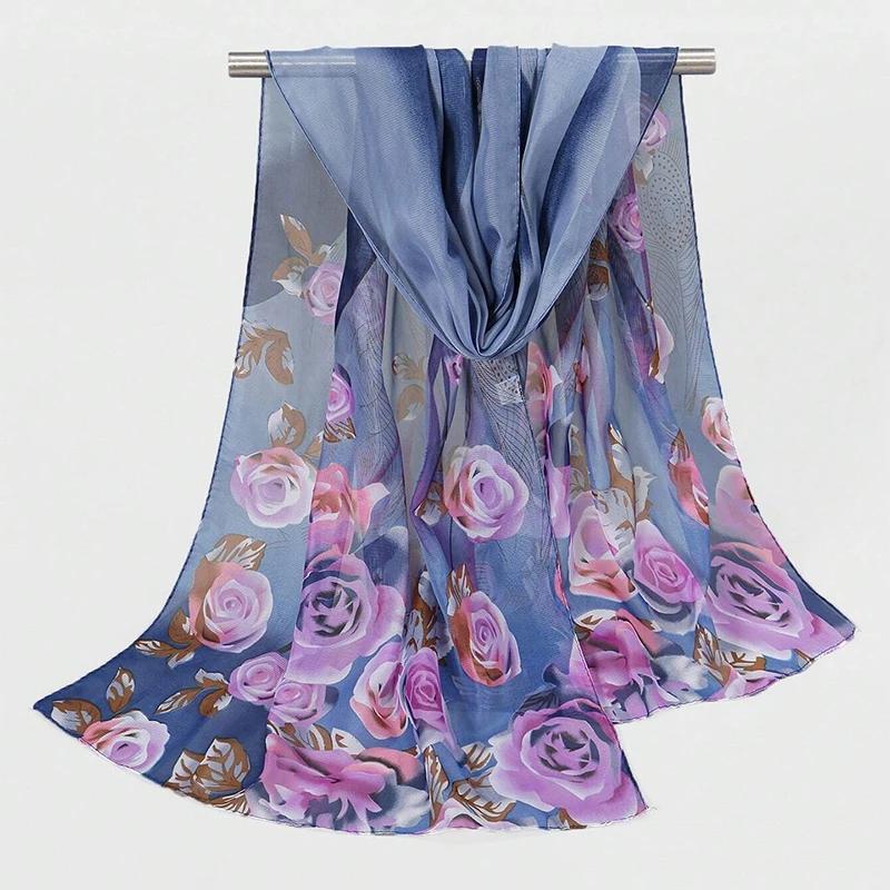 

Chiffon Women Beach Scarf Floral Silk Shawls Design Print Headband Female Summer Headband Wraps Sunscreen Hijab