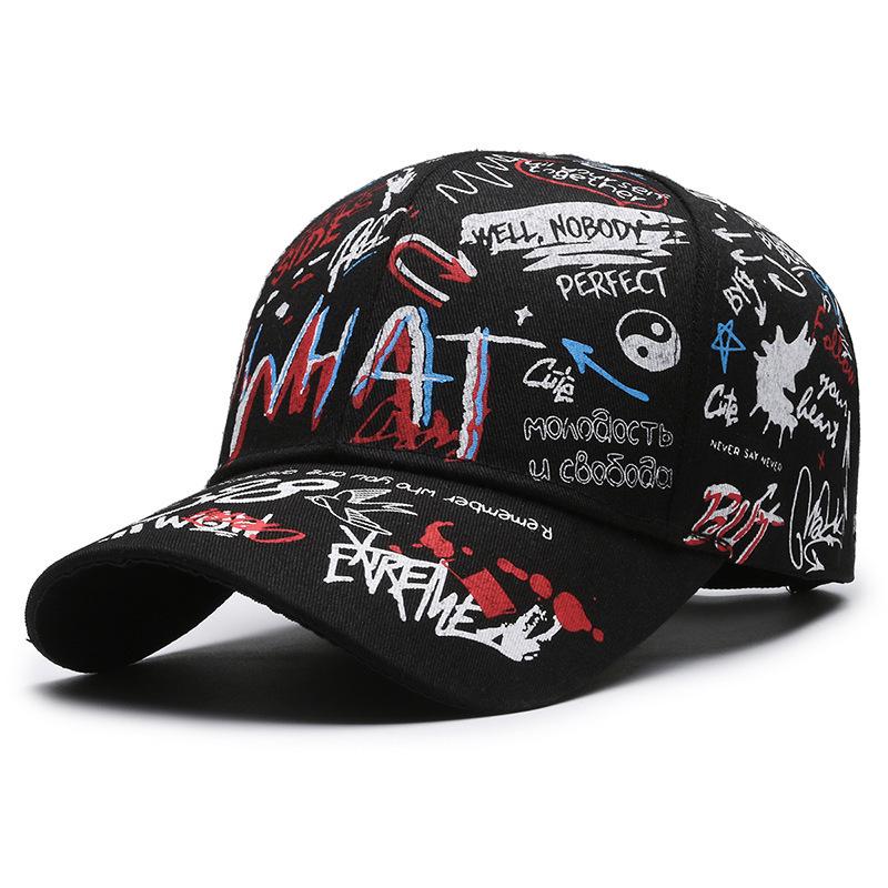 

Korean-Style Graffiti Baseball Cap: Trendy Autumn Print Duckbill Hat with Sun Protection for Men and Women Adjustable