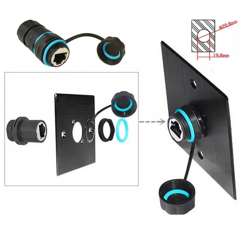 M21 Shielded CAT6 RJ45 Industrial Coupler Easy Installation And IP68 Dustproof Panel Mount Connector