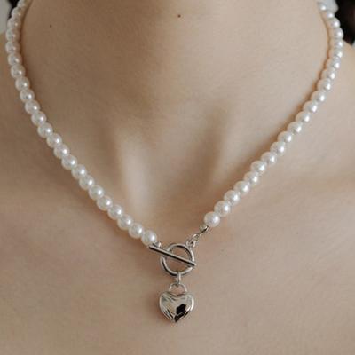 SCALETTO WIL205 Heart Toggle Pearl Necklace