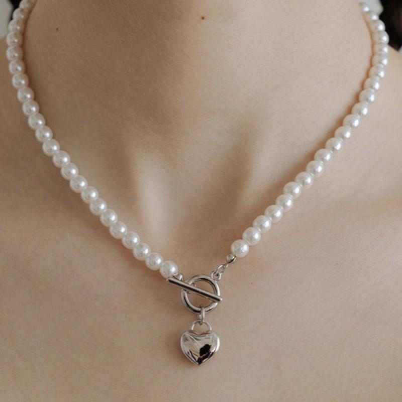 

SCALETTO WIL205 Heart Toggle Pearl Necklace NONE