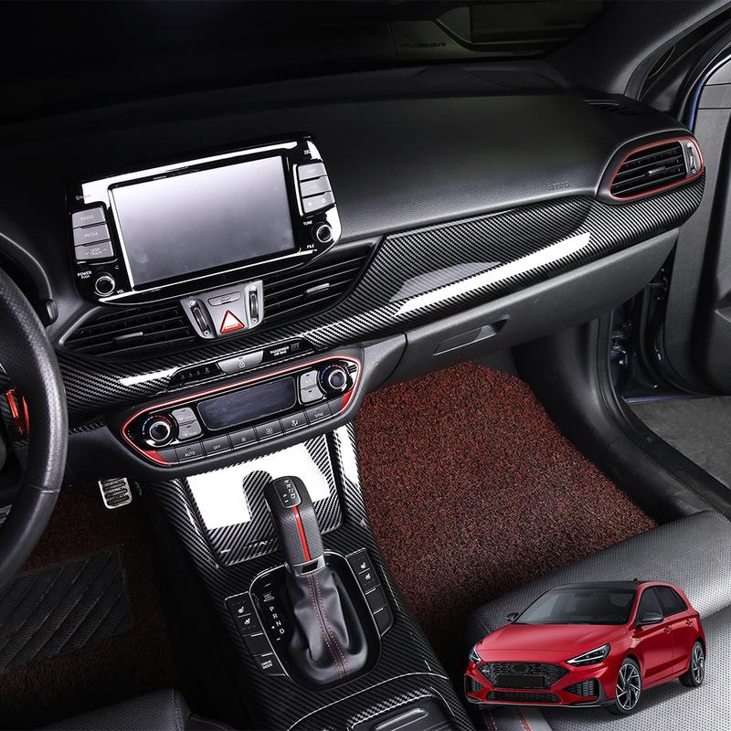 For Hyundai I30/I30 N 2017-2025 Car Tuning Carbon Fiber Central Console Gear Shift Window Button Air Vent Cover Accessories LHD