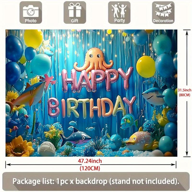 Party Backdrop Under The Sea Ocean Under Balloons Fish Octopus Photo Booth Background Birthday Party Decor