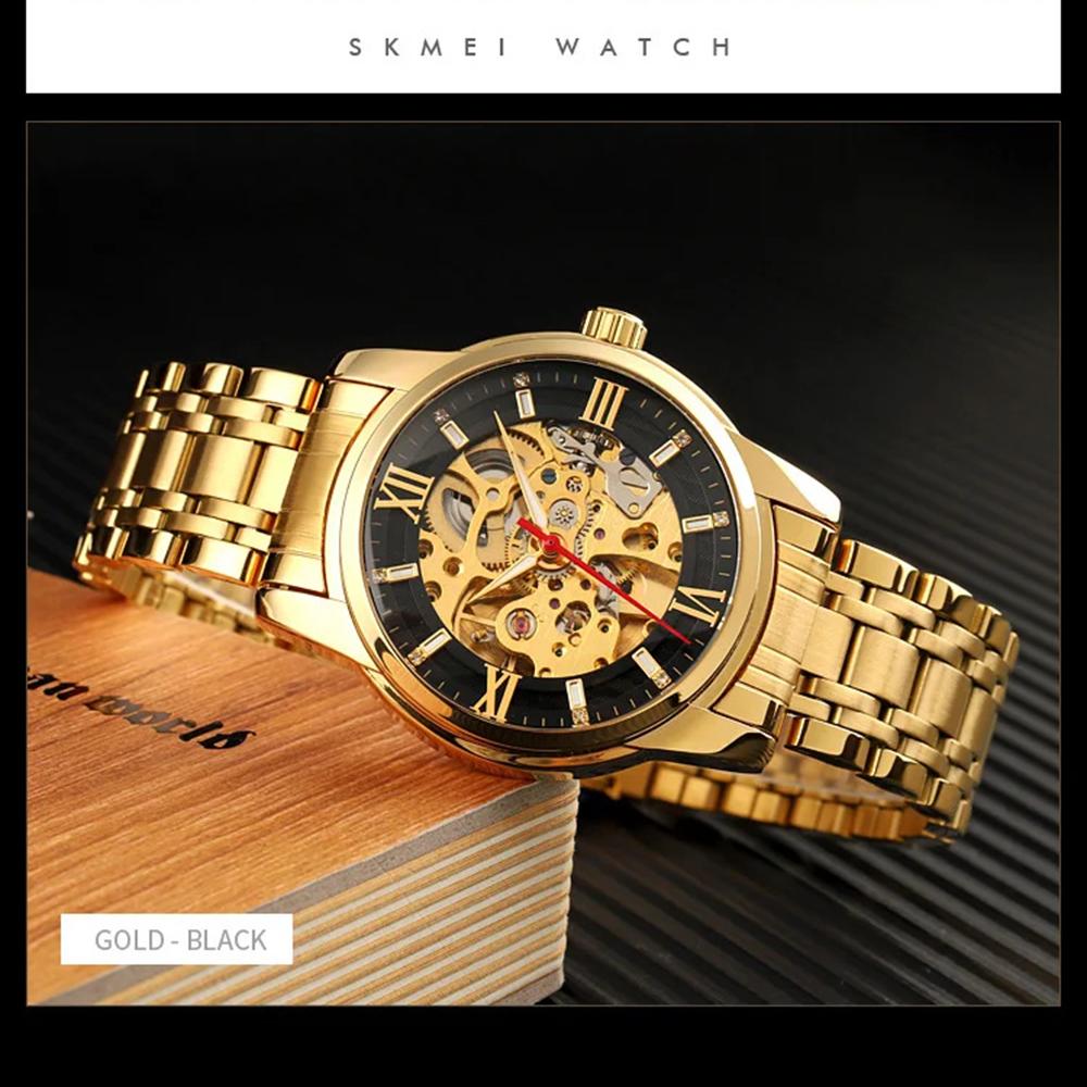 Pánské hodinky Luxusní automatické hodinky Pánské Mechanické hodinky s dutým ciferníkem Pro pánskou módu Náramek z nerezové oceli Hodinky