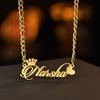Atoztide Personalized Custom Name Necklace for Women Stainless Steel Crown Heart Nameplate Figaro Chain Birthday Jewelry Gift