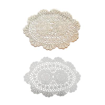 Table Mat 25 * 35cm Beige/White Lace Doilies Floral