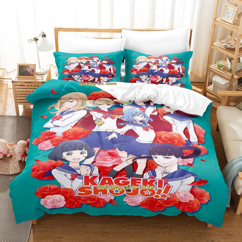 Comforter New Kageki Shojo Bedding Set Single Twin Full Queen King Size Bed Set Adult Kid Bedroom s 3D Anime Bed