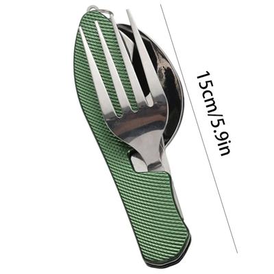 1 set hopfällbar campingbestick-multifunktionell kniv, gaffel, sked-kombination för utomhusaktiviteter camping picknick resa