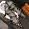 147x14cm Houndstooth Print Narrow Ribbon Women Silk Hair Scarf Luxury Fashion Hijab Headband Neckerchief Foulard Hairband Hijab
