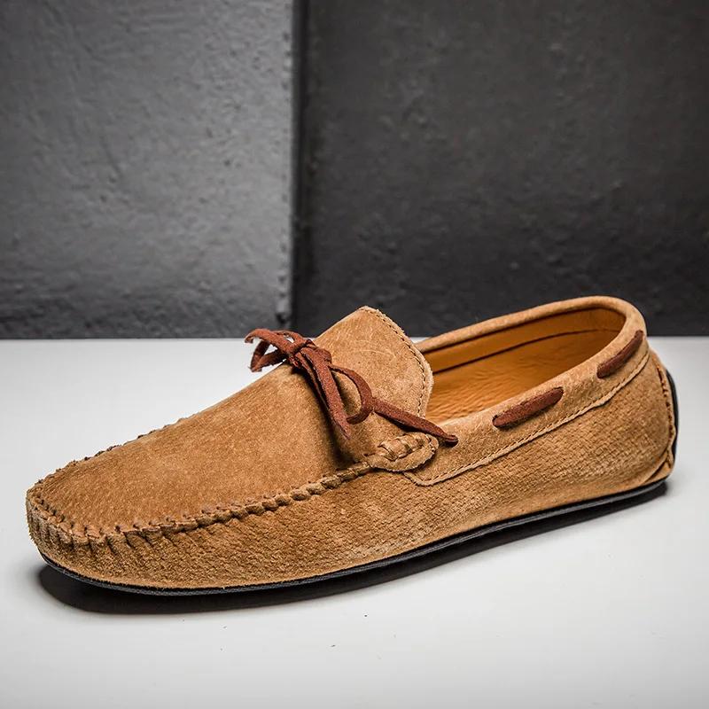 Fashion British Style Casual Leather Men Office Shoes High Quality Soft Bottom Walking Loafers Designer Breathable Slip On Driving Shoes