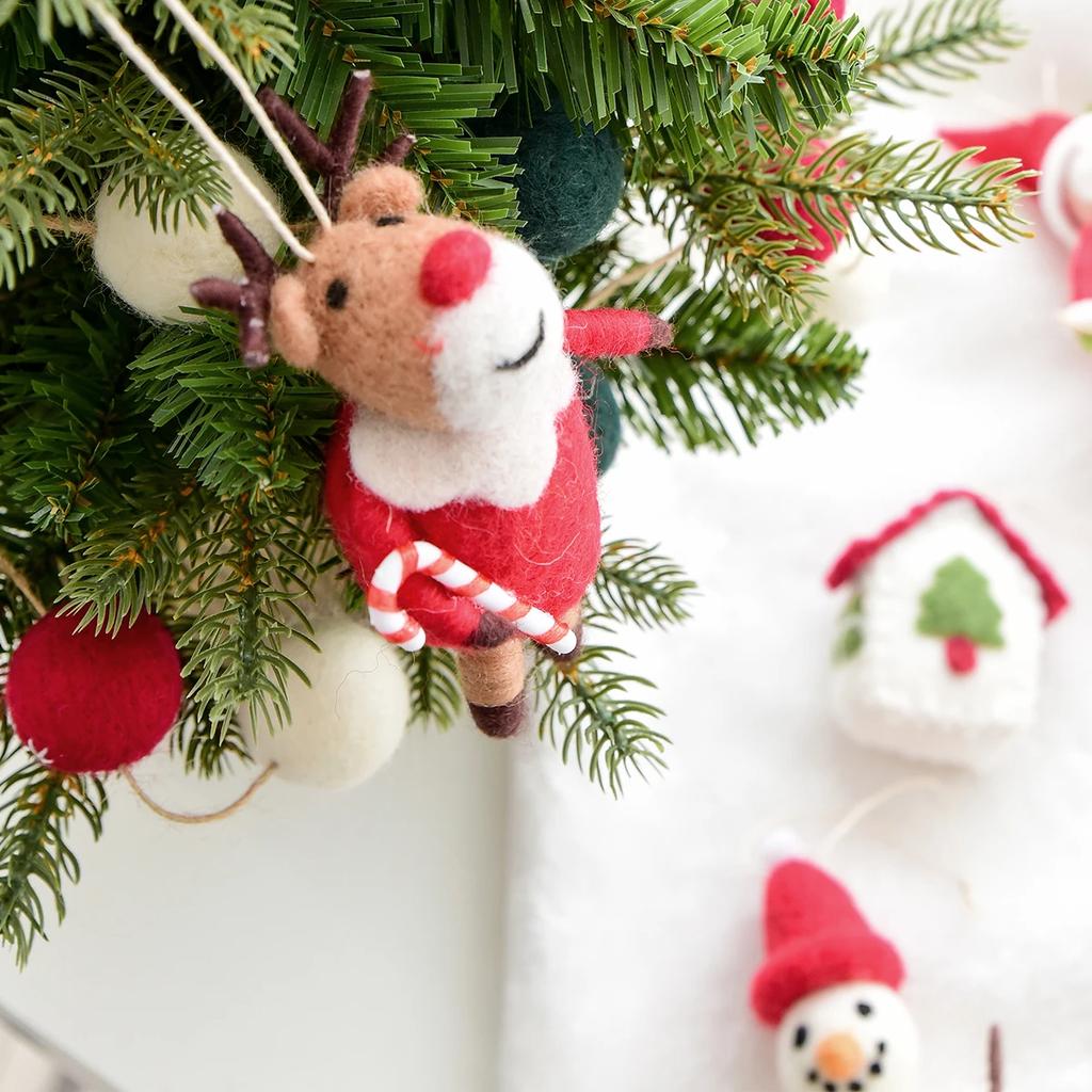 Christmas Tree Pendant Felt Desktop Ornament Snowman Deer Head Felt Small Pendant Decoration Christmas Pendant