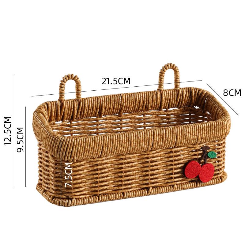 

Плетеная подвесная корзина для хранения на кухне: Имбирь, чеснок, лук, яйцо, фрукты - Имитация ротанговой настенной корзины