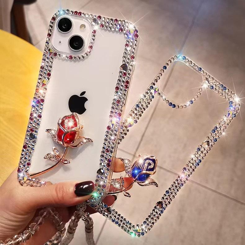 Luxuriöse Roségoldene IP17PROMAX Handyhülle mit Diamantringhalter