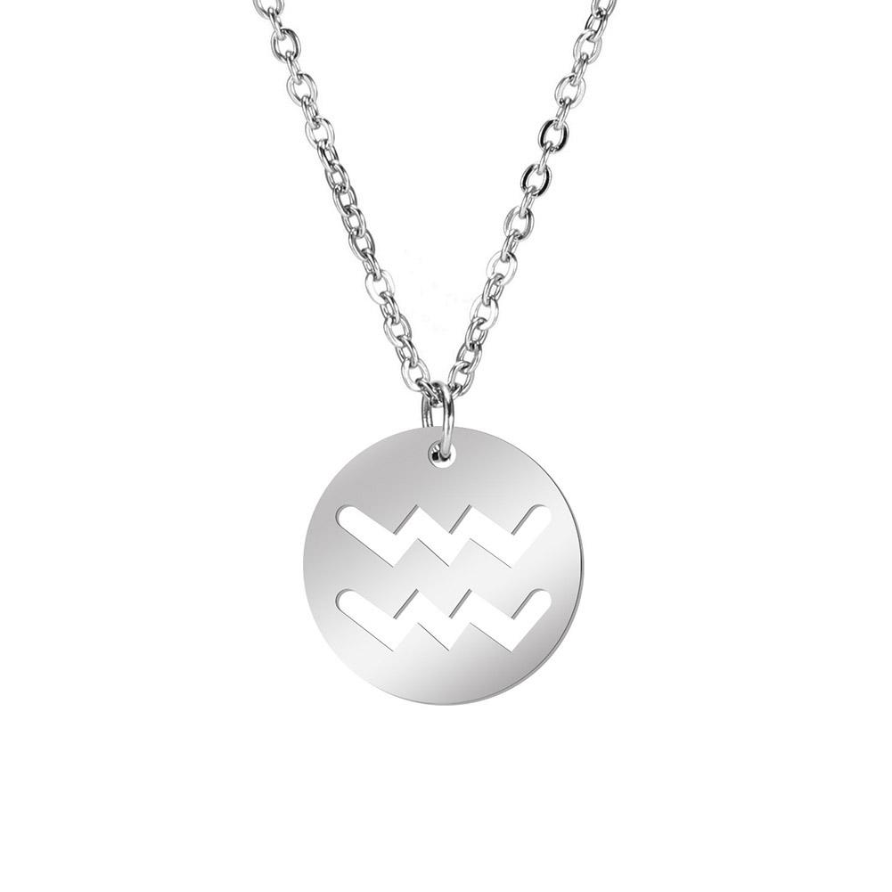Lemegeton Zodiac Women's Necklace 12 Constellations Stainless Steel Pendant Choke Astrology Aries Leo Ring Jewelry Birthday Gift