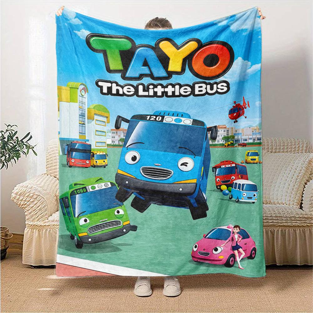 Coperta in Flanella con Stampa di Tayo il Piccolo Autobus Alta Qualità Calda Confortevole Coperta per Tutte le Stagioni Perfetta per Regali Decorazioni per la Casa