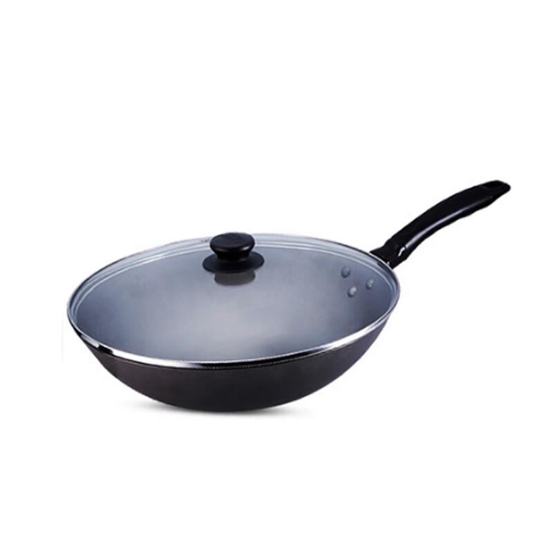 Supor Cast Iron Wok with Glass Lid