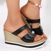 Fashion Gold Silver Wedge Heel Slippers for Women Rhinestone Decor Chunky Platform Sandals Woman Summer Thick Bottom Sandalias De Mujer
