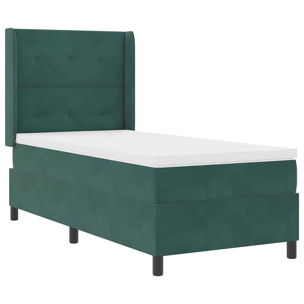 Box Spring Bed with Mattress Dark Green 90 x 190 cm Velvet