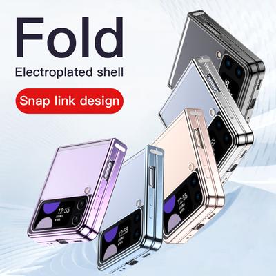 Para Samsung Galaxy Z Flip 4 Funda Flip3 5g Lujosa funda plegable transparente galvanizada Protección a prueba de golpes Cubierta trasera suave