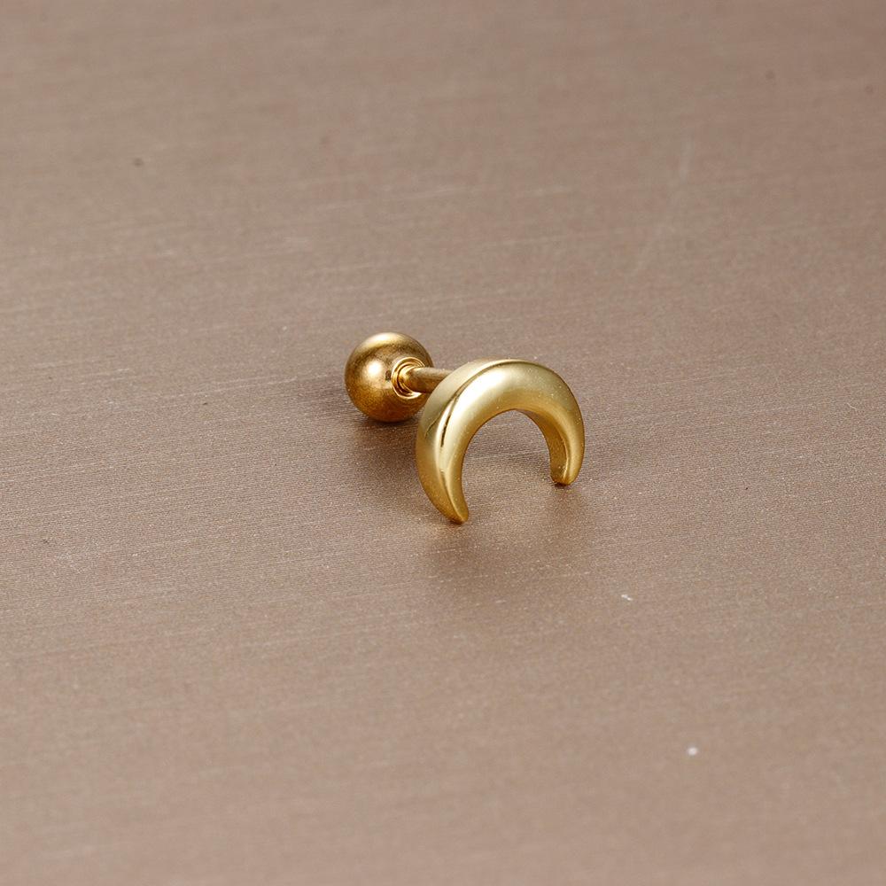 Einfache Mode Edelstahl Mond Sterne Herzen Blume Zirkon Runde Kugel Schraubstecker Ohrringe für Frauen Hip-Hop Schmuck Geschenke