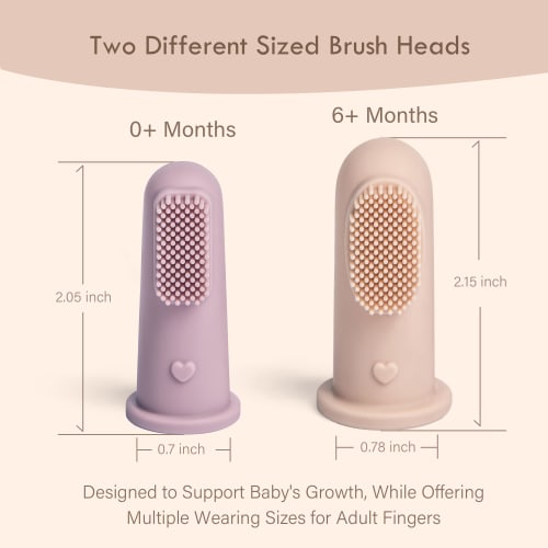 Moonkie Baby Finger Toothbrush and Tongue Cleaner Kit (3 Months+) - 3 Pieces (Cheek/Pale Mauve/Cheek)