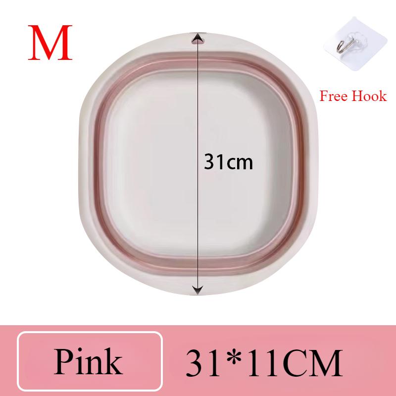 Silicone Foldable Wash Basin with Hook Travel Portable Basin Collapsible Bucket for Home Bathroom Washbowl Hanging Bath Basins