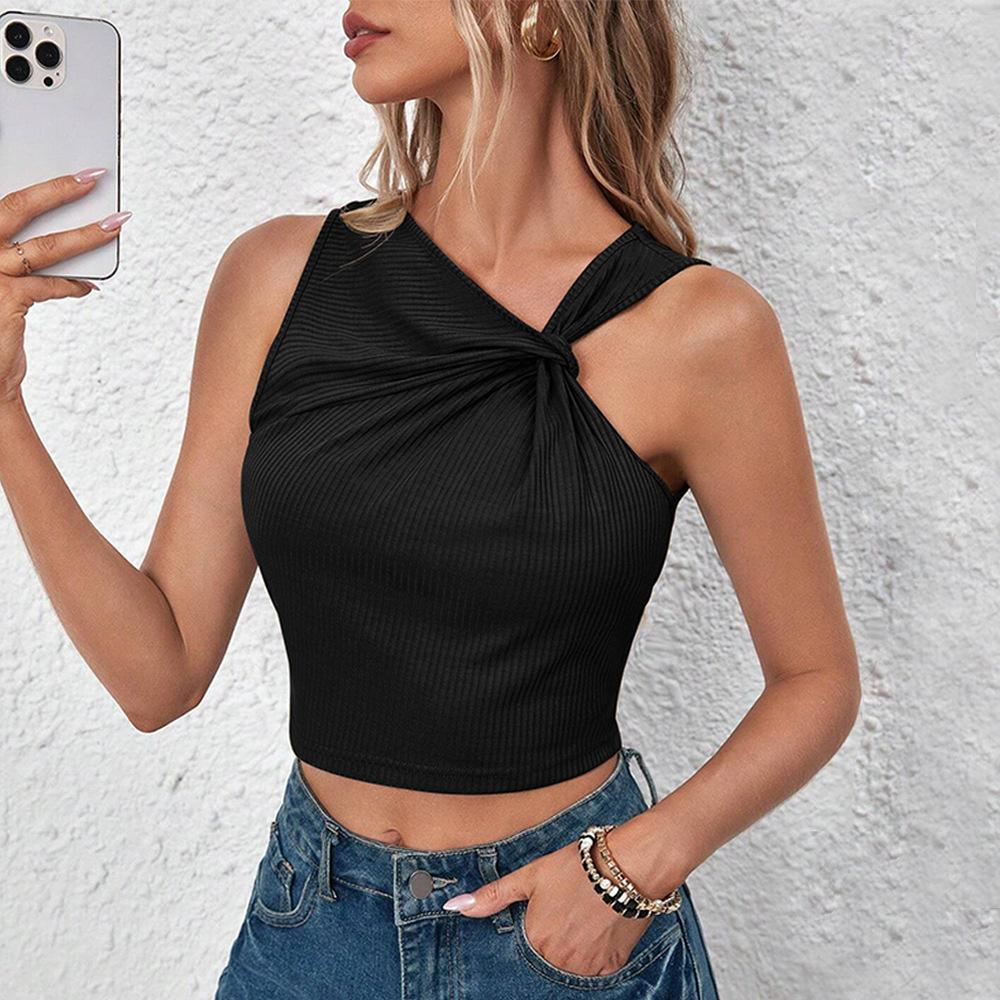 European and American women's clothing autumn and winter new ins slim-fit short sexy exposed navel sleeveless vest suspender top