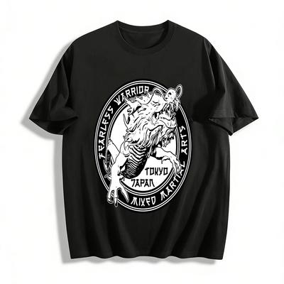 T-shirt Graphique Guerrier Intrépide Tokyo MMA Unisexe Style Combat Haut T-shirt 100% Coton