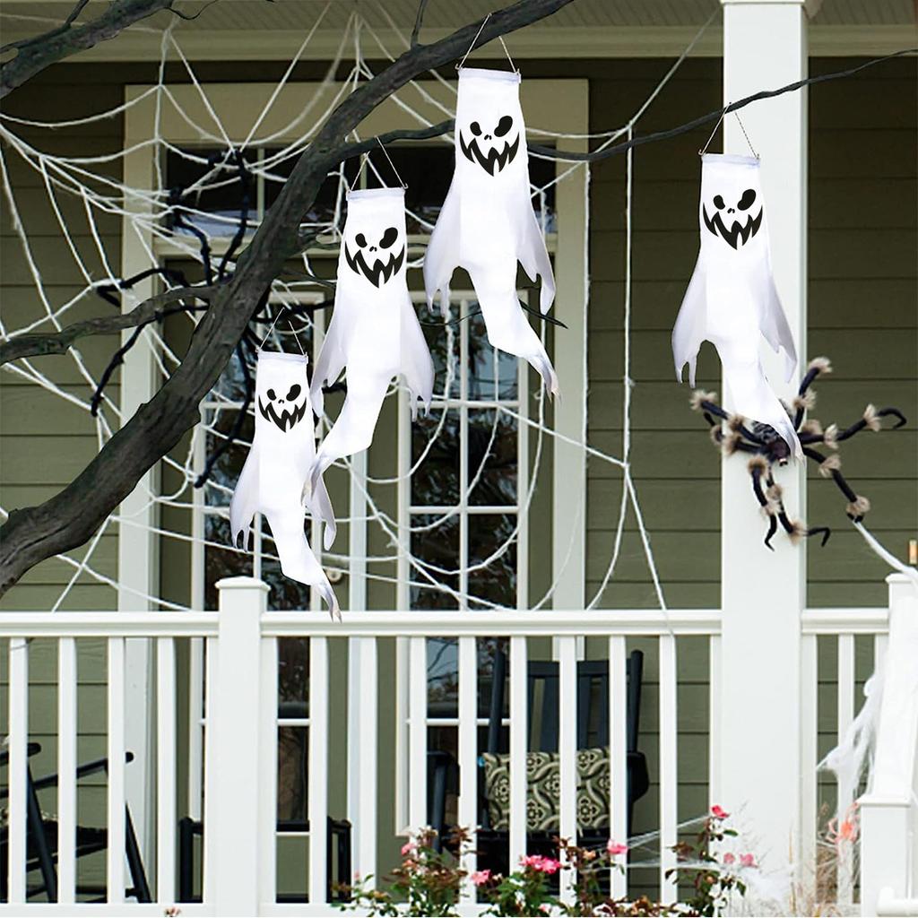 Halloween Decoration Ghost Pendant Ghost Festival Haunted House Pendant Fan Flag Horror Props White Hanging Ghost Customization