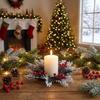 Red Berry Artificial Wreath Candle Rings DIY Xmas Pillar Candlestick Wreath Candle Holder  Xmas