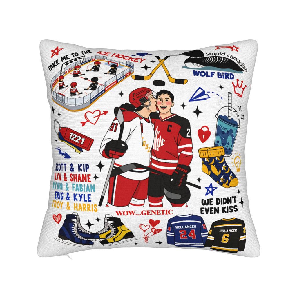 Heated Rivalry Square Pillow Covers Polyester Bed Car Hockey Romance Cushion Cover Cool Home Decoration Throw Pillow Case 45*45
