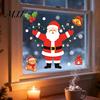 Easy To Apply Holiday Window Decals Santa Claus Christmas Static Clings, Glass Stickers with Snowflake Bear Removable Clings for Winter Bell