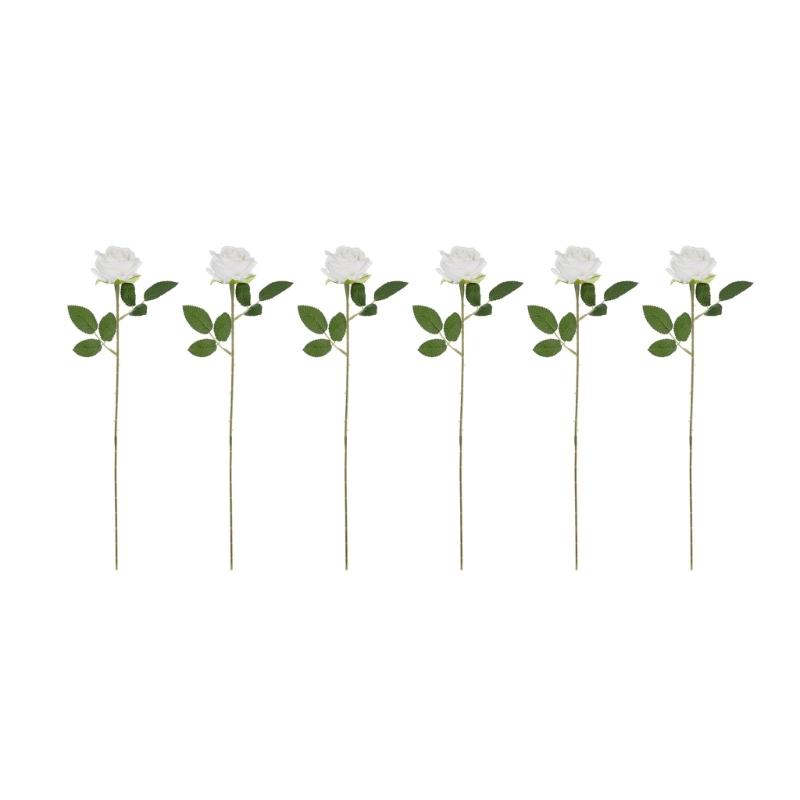 Practical Set of 6 Lifelikes Soft Flocking Fabric Roses Portable for Florals Arrangements and Special Gifts Daily Use белый