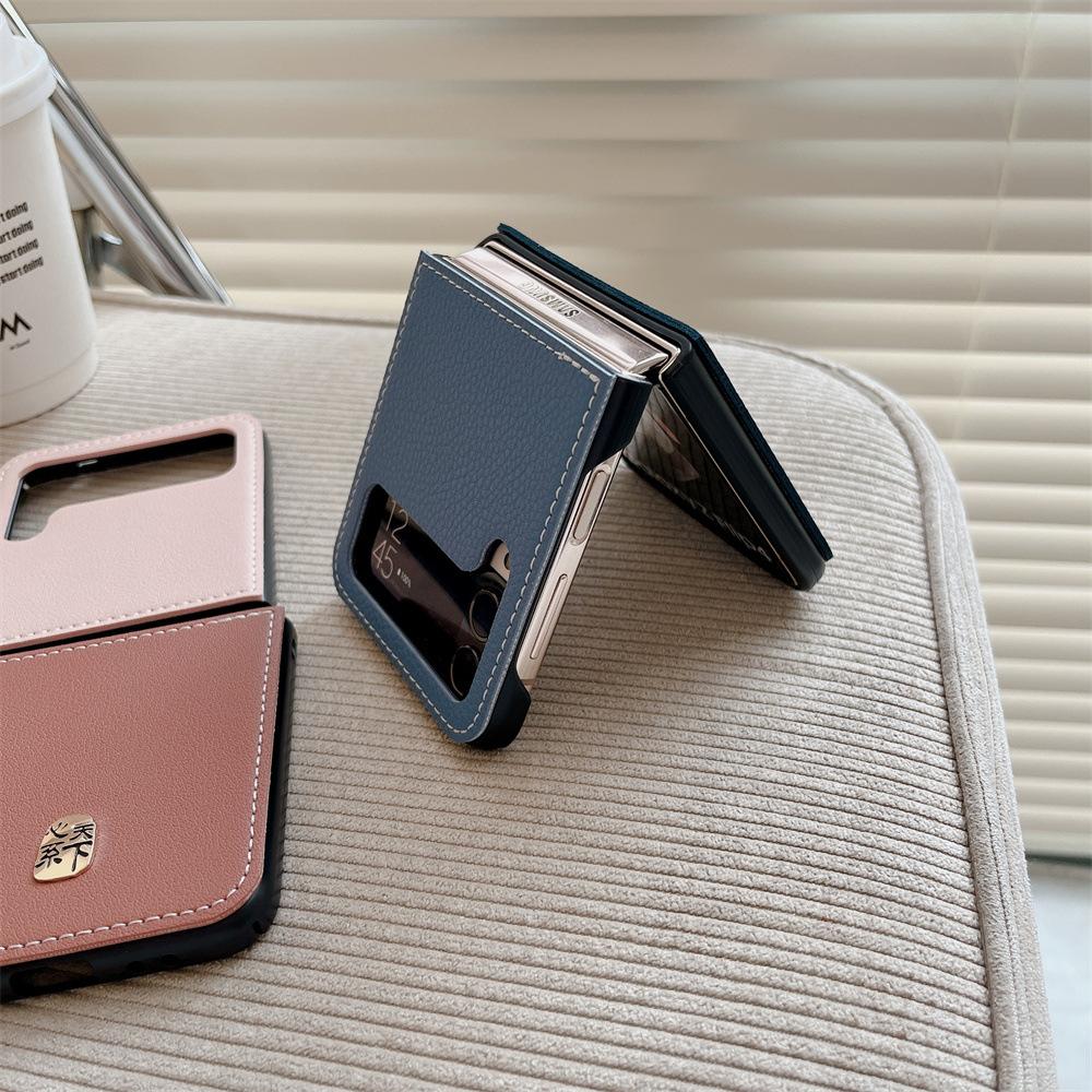 2023 Lychee Pattern Case For Samsung Galaxy Z Flip 4 3 5g South Korea Fashion Cover Anti -Knock Cases For Flip3 Flip4