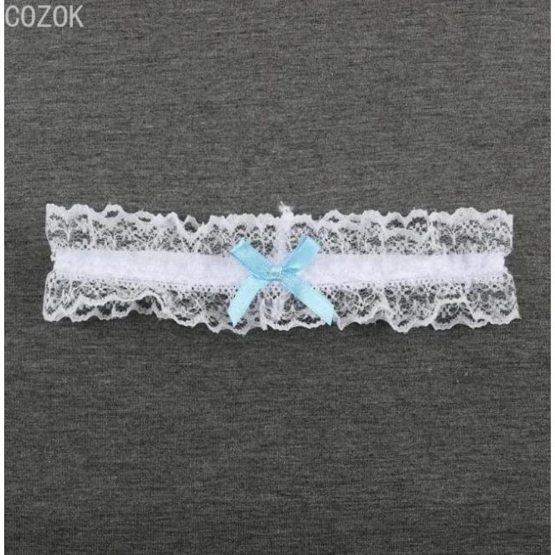 Hochzeitsparty Braut Spitze Floral Blau Beinring Schlaufe Strumpf Damen Mädchen Sexy Schleife Prinzessin Cosplay Strumpfhalter Gürtel Zubehör