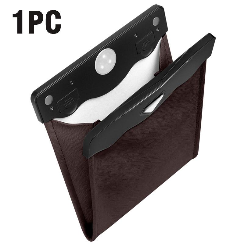 Car With LED Light Suspension Leather Folding Storage BagGarbage Bag Waterproof Magnetic Adsorption Car Rear Seat Garbage Bag
