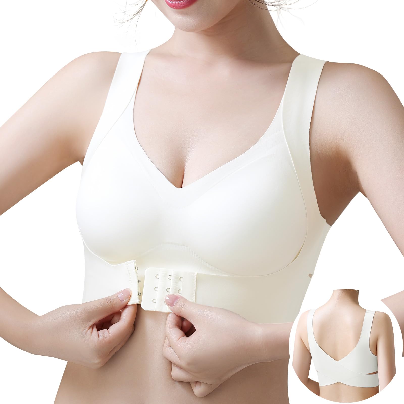 

Bra with front hook for day and night Can also be used as a night seamless large front high 24 hours [APIKIE] [Cloudy fiber, use] bra, bra, size,