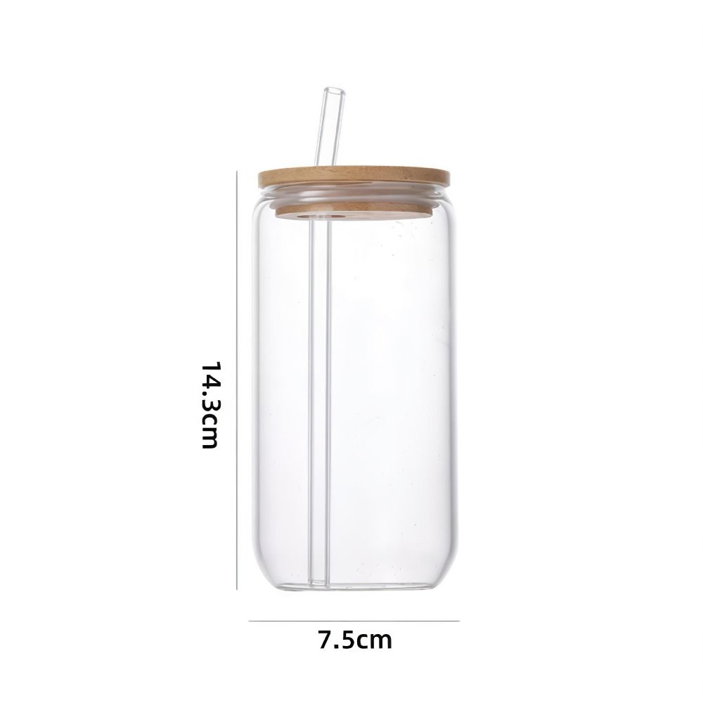 Bambusdeckel Matcha-Glas mit Strohhalm Kaffeetasse Mason Jars für Cocktail Whiskey Milch Saft Cola